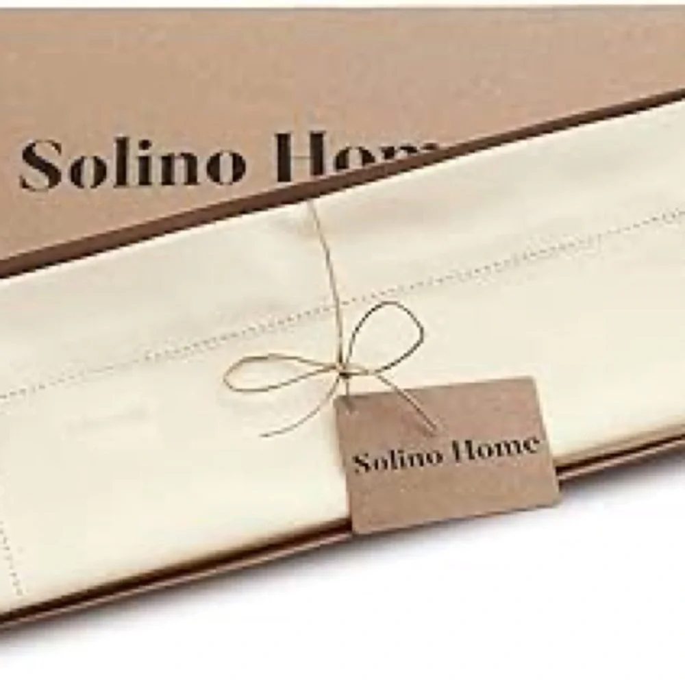 Solino Home Ivory Placemats Set of 4 - Cotton Linen Hemstitch Placemats 14 x 19